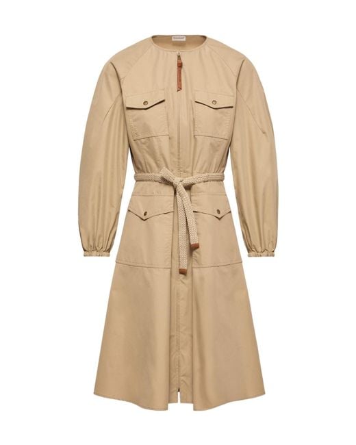 Moncler Natural Pleated Poplin Dress