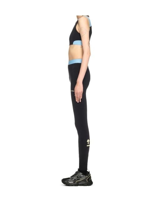 Off-White c/o Virgil Abloh Blue Logo Detailed Elasticated Waistband Leggings