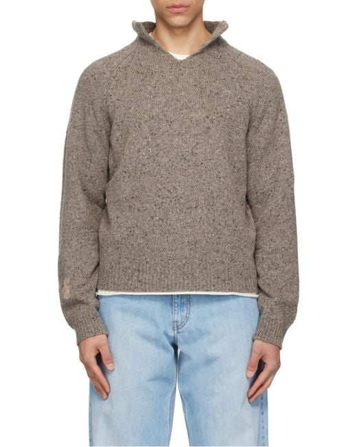 ERL Brown Mock-Neck Knitted Sweater for men