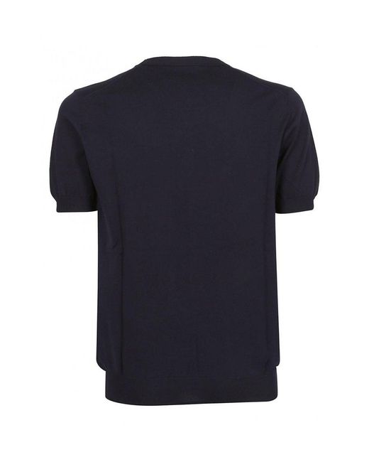 Paolo Pecora Blue Short-Sleeve Knitted Top for men