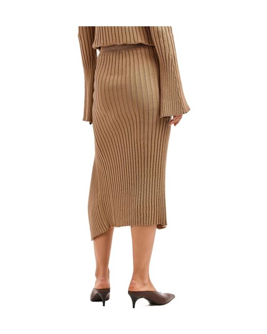 Stella McCartney Natural Ribbed Midi Skirt
