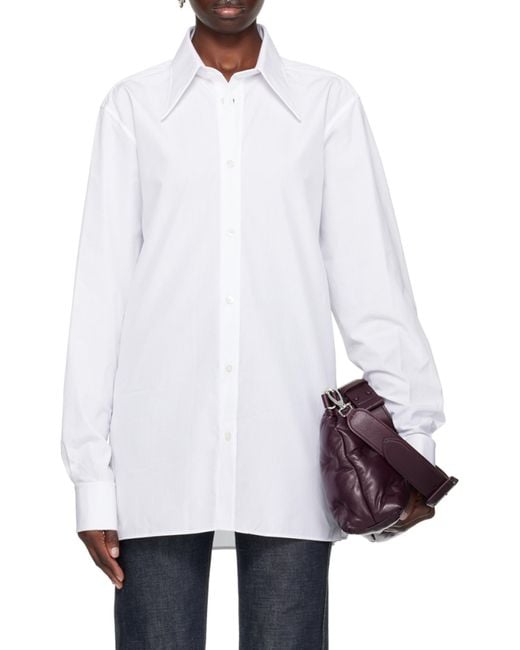 Maison Margiela White Side Slit Buttoned Shirt for men