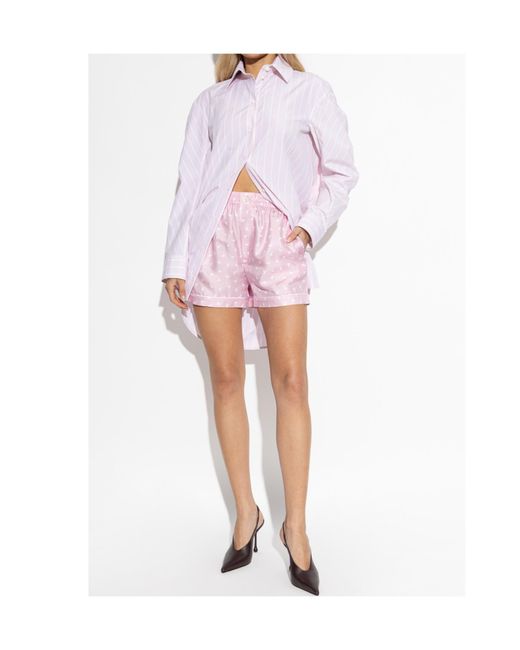 Moschino Pink Printed Satin Shorts