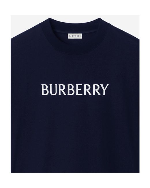 Burberry Blue Logo Printed Crewneck T-Shirt for men