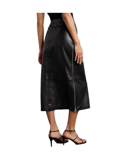 Brandon Maxwell Black The Avery Paneled Leather Midi Skirt
