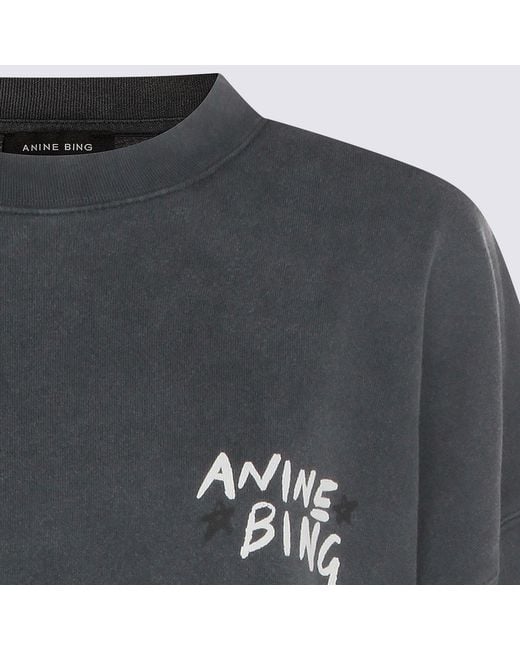 Anine Bing Gray Lettering-Print Sweatshirt
