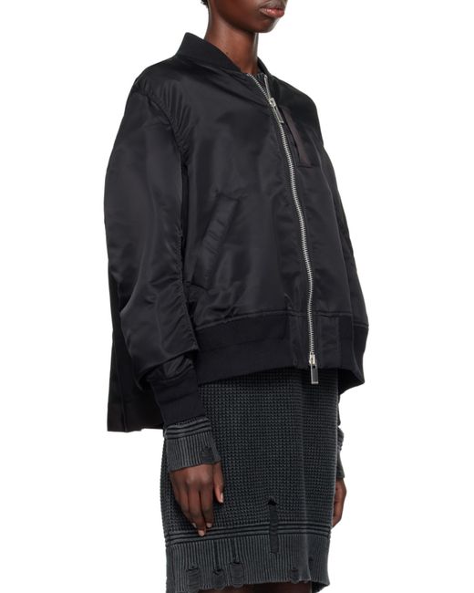 Sacai Black Zip-Up Bomber Jacket