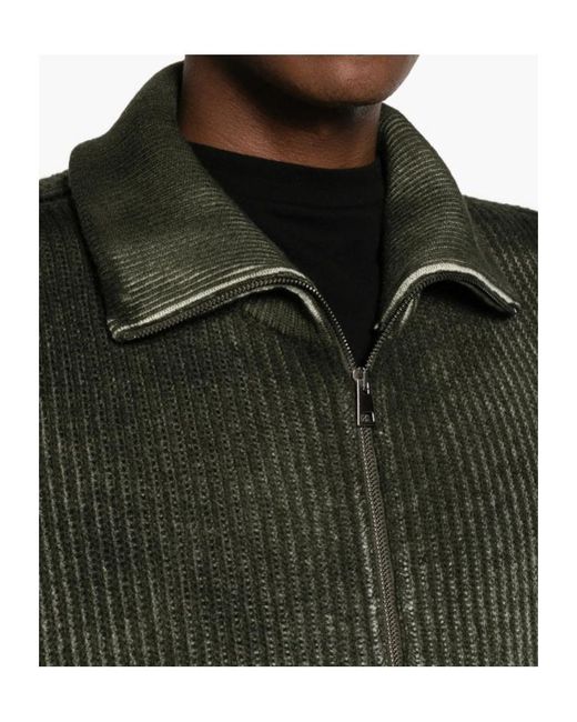 Avant Toi Green Long-Sleeved Zip-Up Cardigan for men