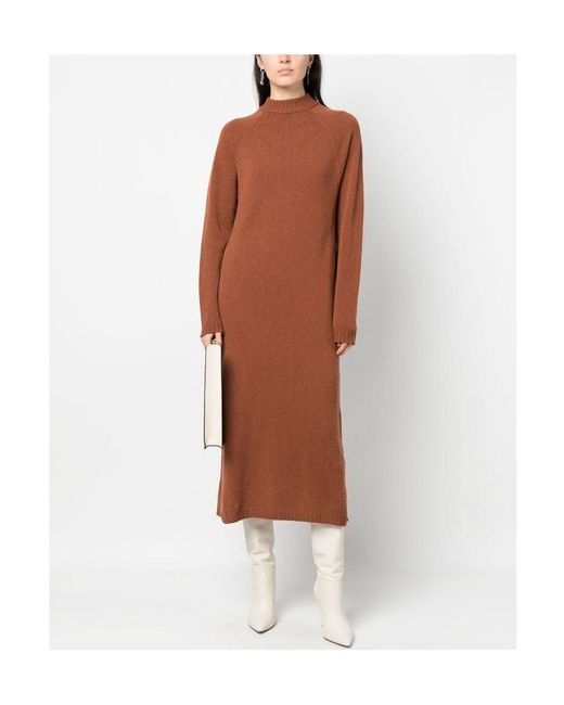 Alysi Brown Long Sleeved Knitted Dress