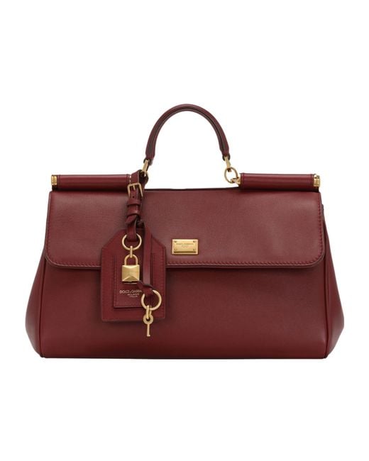 Dolce & Gabbana Red Logo Plaque Medium Sicily Handbag