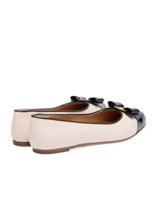 Ferragamo Natural Leather Ballet Flats
