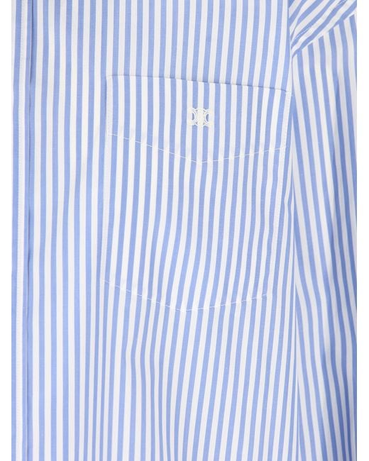 Céline Blue Cropped Shirt Striped Cotton Poplin