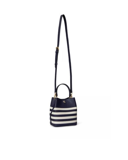 Ralph Lauren Blue Striped Leather Satchel