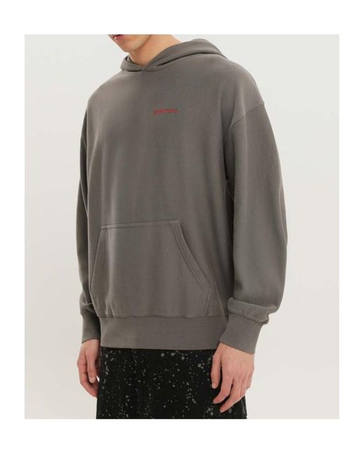 1989 STUDIO Gray Graphic Back Print Hoodie for men