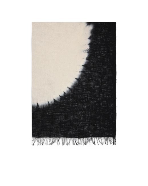 Yohji Yamamoto Black Polka-Dot Frayed Scarf