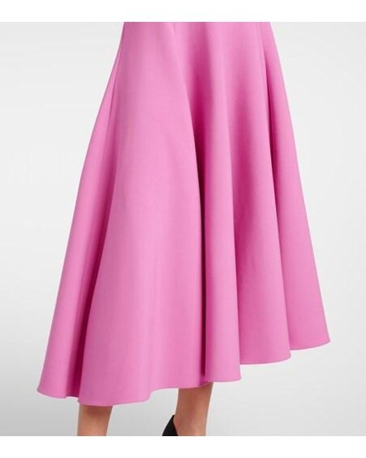 Oscar de la Renta Pink High-Rise Wool-Blend Midi Skirt