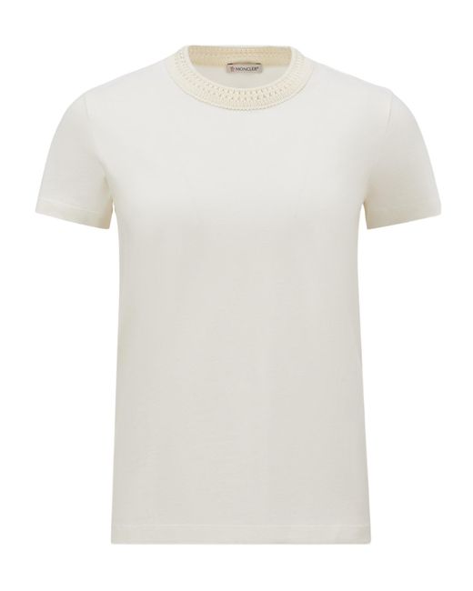 Moncler White Crochet Accent T-Shirt