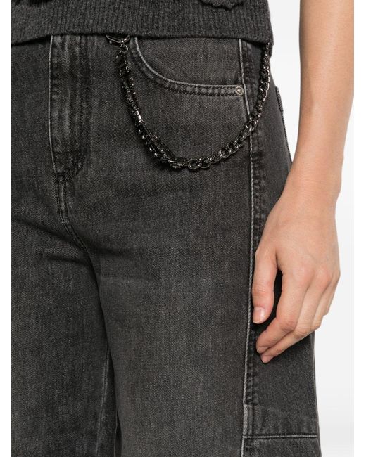 ERMANNO FIRENZE Gray Chain-Detail Denim Trousers