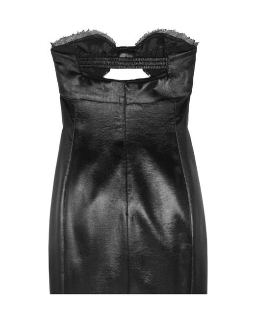Saint Laurent Black Strapless Cut-Out Satin Dress