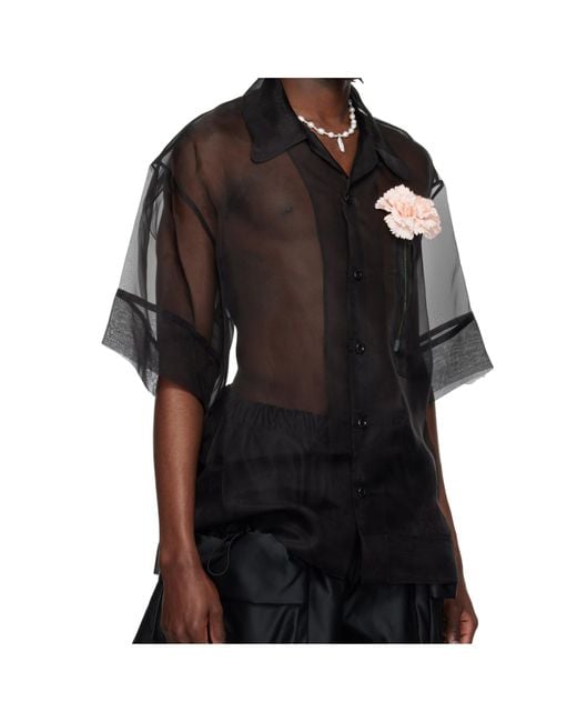 Simone Rocha Black Carnation Pocket Boxy Shirt for men
