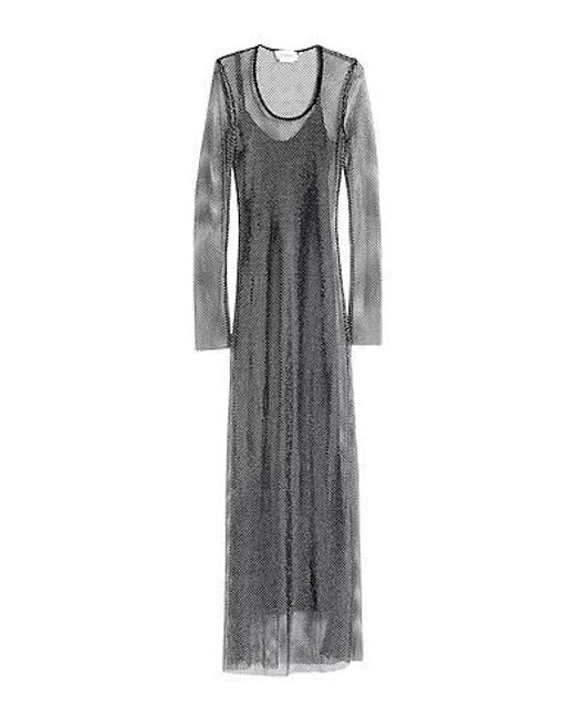 Sportmax Gray Mesh Velvet Long Dress