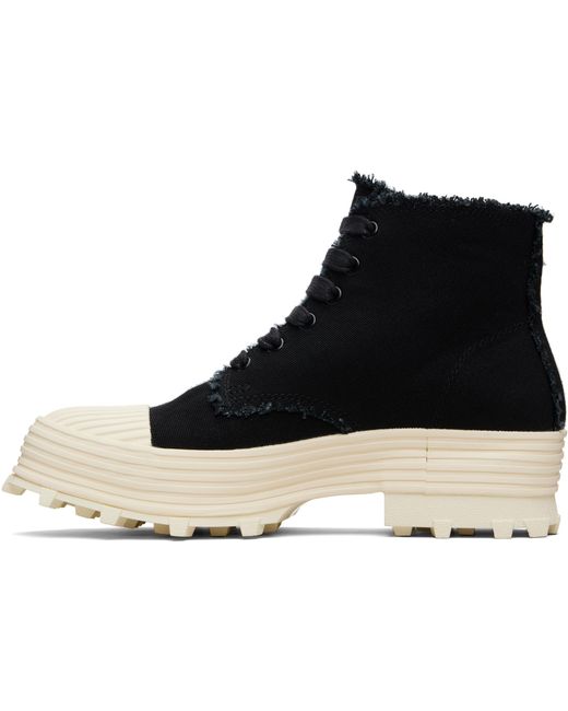 CAMPERLAB Black Traktori Frayed Lace-Up Boots for men