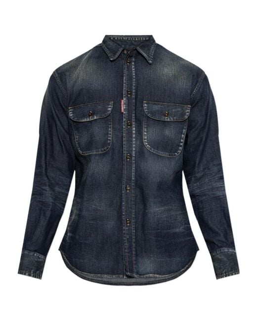 DSquared² Blue Long-Sleeved Shirt for men