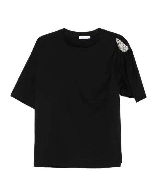 Area Black Embellished Puff-Sleeve Top