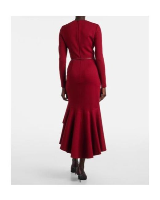 Elie Saab Belted Tiered Midi Dress