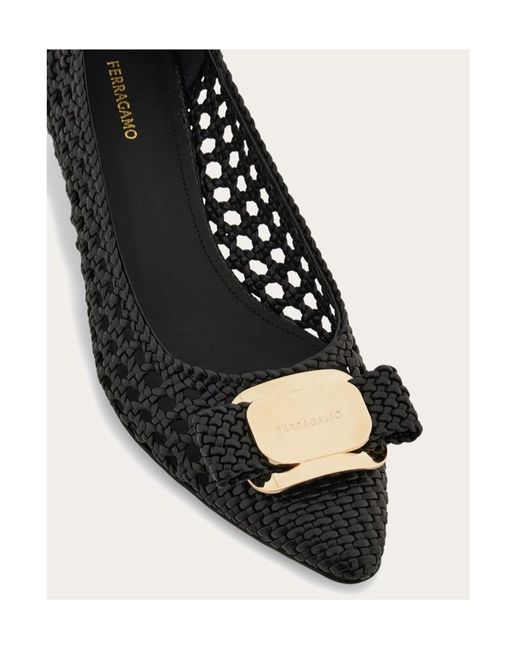Ferragamo Black Zelma Braided High Heels