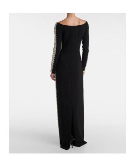 Jenny Packham Black Charming Embellished Crepe Dress
