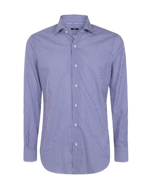 Barba Napoli Blue Long-Sleeved Shirt for men