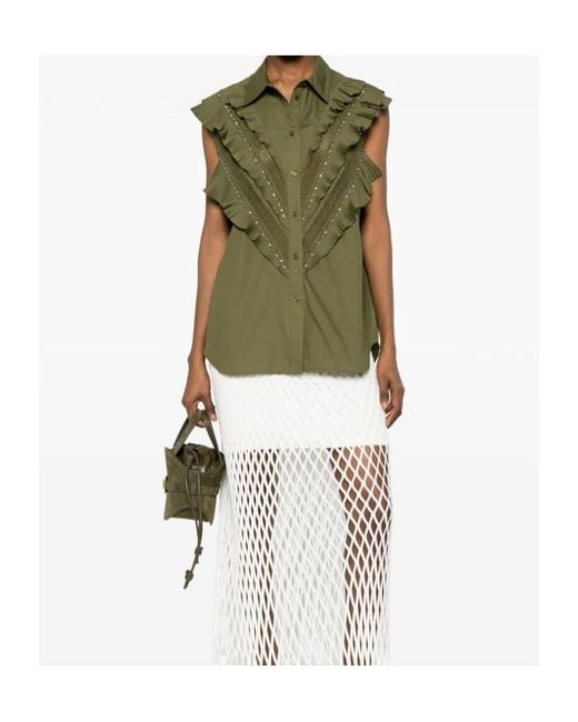 Essentiel Antwerp Green Jeandarlene Embellished Sleeveless Shirt