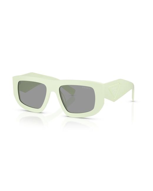 Prada White Eyewear Triangle Logo Geometric Frame Sunglasses for men