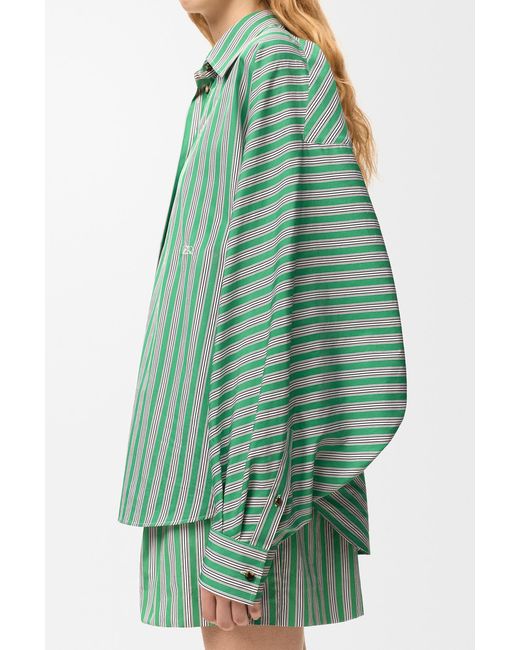 Loewe Green Striped Embroidered-Anagram Shirt