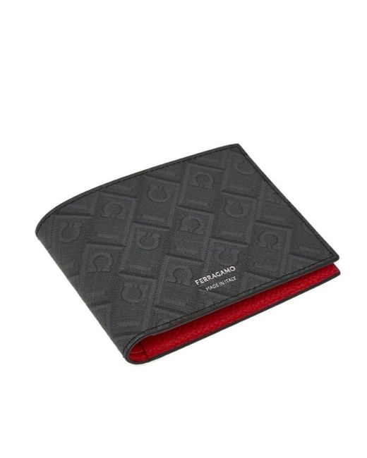 Ferragamo Black Ferragamo Monogram Printed Bi-Fold Wallet for men