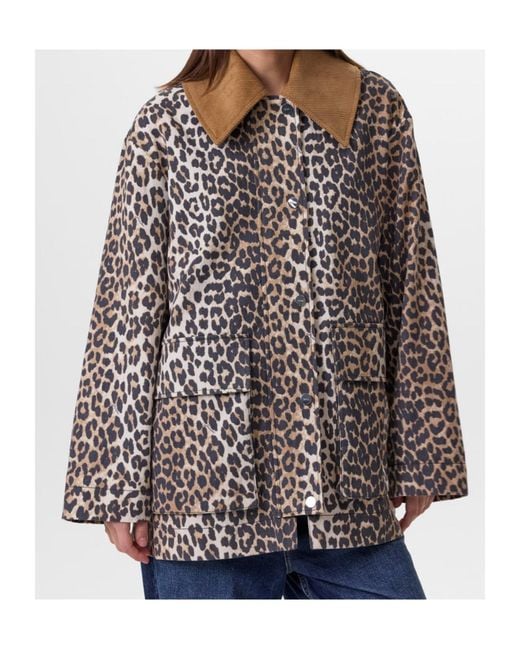 Ganni Multicolor Leopard Print Casual Jacket