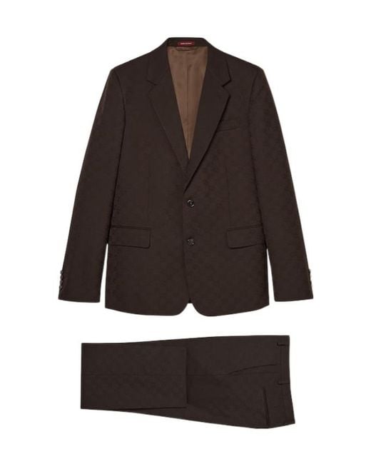 Gucci Brown Monogrammed Buttoned Suit for men