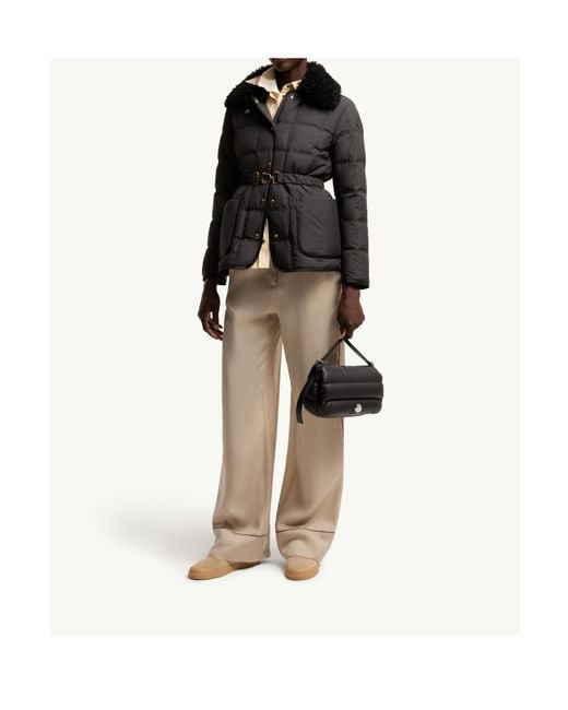 Moncler Black Cygnes Logo Patch Padded Jacket