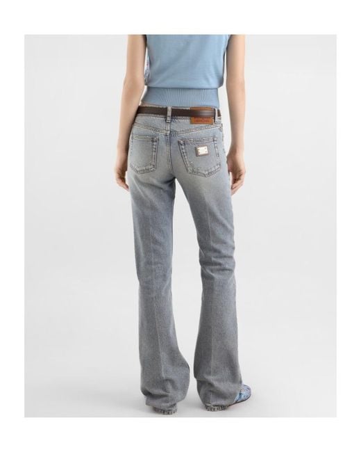 Dolce & Gabbana Gray Logo Plaque Jeans