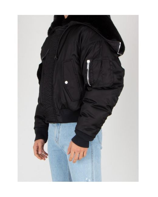 DSquared² Black Pilot-Style Hooded Cotton Jacket for men