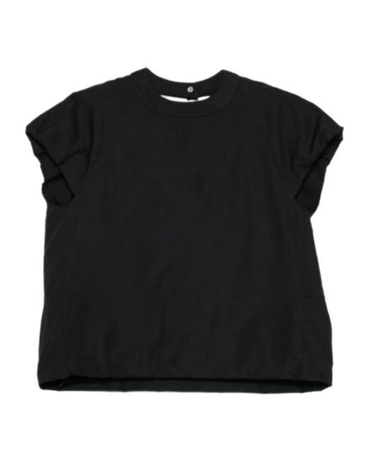Sacai Black Poplin Open-Back Top