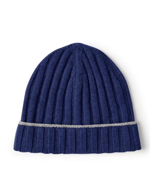Brunello Cucinelli Blue Cashmere Hat for men