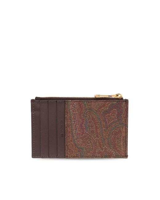 Etro Brown Pegaso Plaque Card Holder