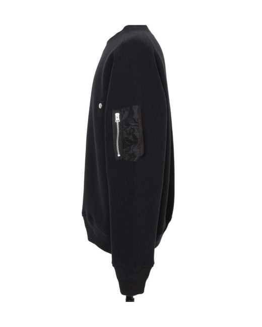 Sacai Black Crewneck Zip-Pocket Sweatshirt for men
