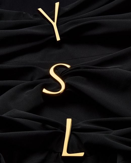 Saint Laurent Black Ysl Strapless Swimsuit