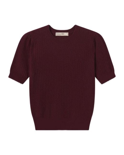 FRAME Red Crew Neck Short-Sleeved Sweater