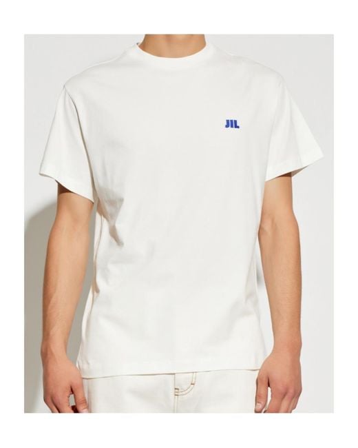 Jil Sander White Embroidered Logo T-Shirt for men