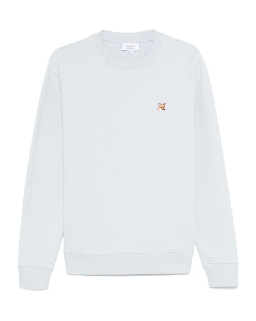 Maison Kitsuné White Maison Kitsuné Fox Head Patch Crewneck Sweatshirt for men
