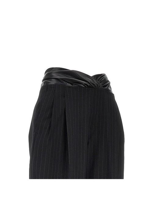 ANDAMANE Black Striped Casual Trousers